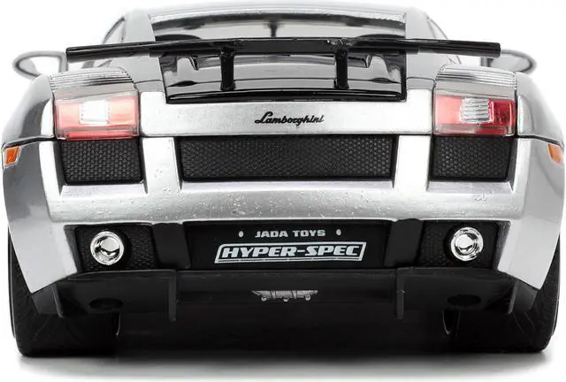 Alt view image 4 of 16 - Lamborghini Gallardo Superleggera Silver Metallic with Yellow Stripes "Hyper-Spec" Series 1/24 Diecast Model Car by Jada