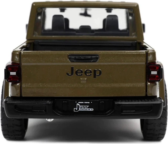 Alt view image 4 of 13 - 2020 Jeep Gladiator Rubicon Pickup Truck Dark Green Metallic with Extra Wheels "Just Trucks" Series 1/24 Diecast Model Car by Jada