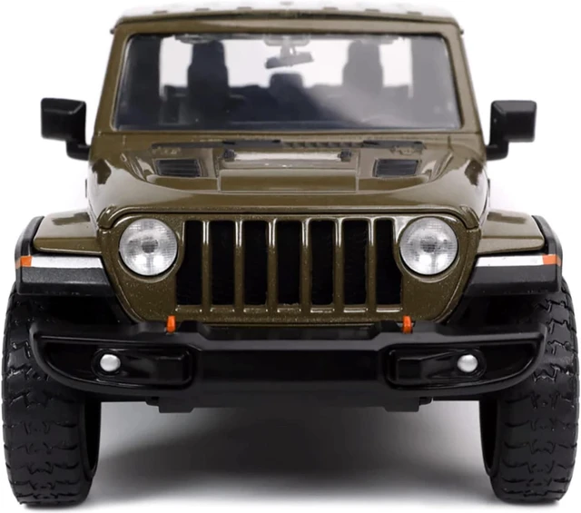 Alt view image 5 of 13 - 2020 Jeep Gladiator Rubicon Pickup Truck Dark Green Metallic with Extra Wheels "Just Trucks" Series 1/24 Diecast Model Car by Jada