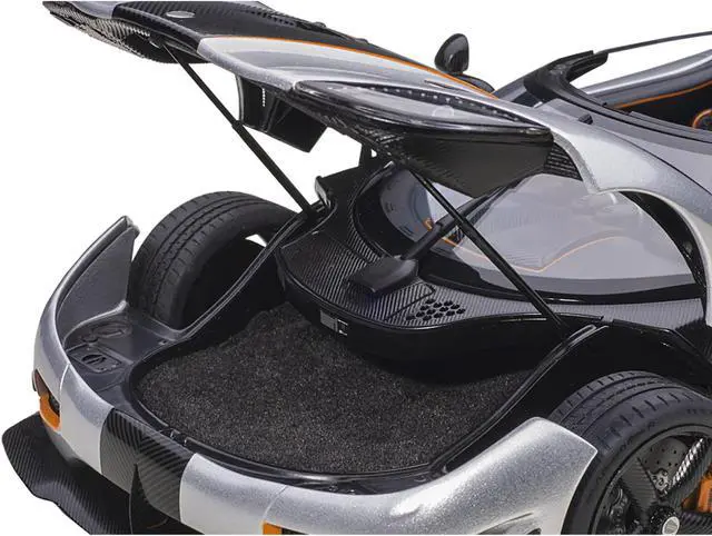 Alt view image 5 of 11 - Koenigsegg Agera RS Moon Silver with Carbon and Orange Accents 1/18  Model Car by Autoart