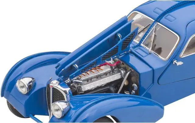 Alt view image 9 of 15 - 1938 Bugatti Type 57SC Atlantic with Metal Wire-Spoke Wheels Blue 1/43 Diecast Model Car by Autoart