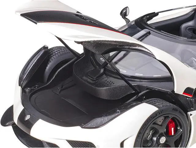 Alt view image 3 of 12 - Koenigsegg Regera White with Black Carbon and Red Stripes 1/18  Model Car by Autoart