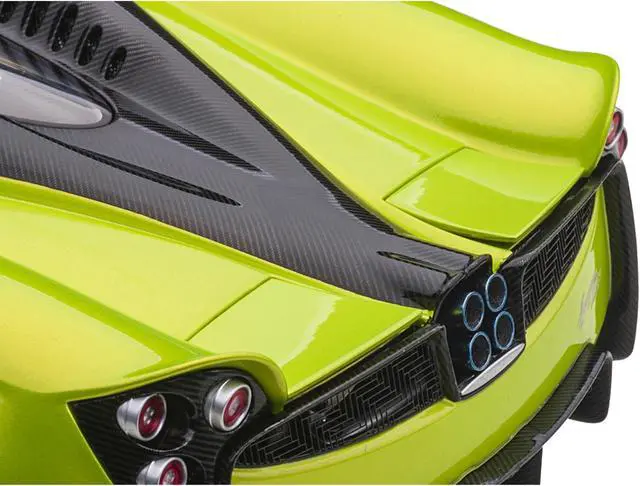 Alt view image 5 of 14 - Pagani Huayra Roadster Verde Firenze Green Metallic and Carbon with Luggage Set 1/18 Model Car by Autoart