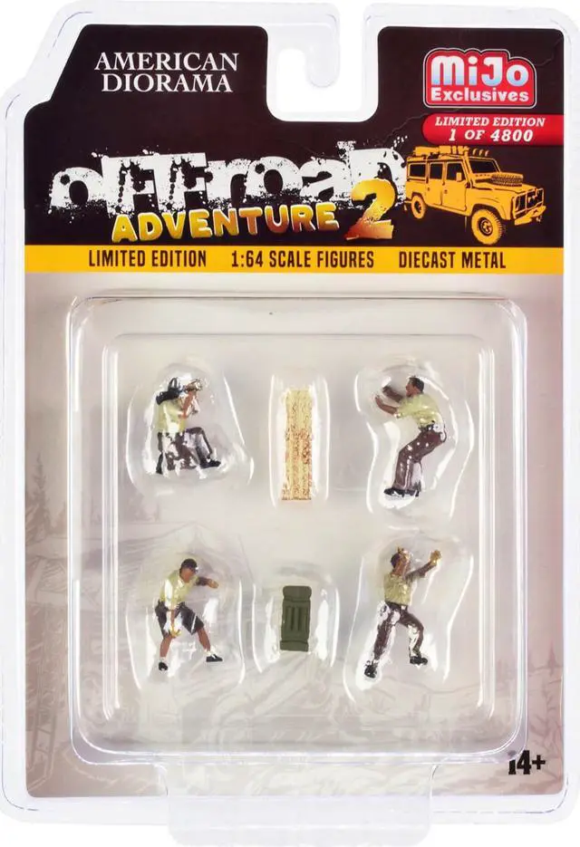 Alt view image 2 of 5 - "Off-Road Adventure 2" 6 piece Diecast Set (4 Male Figurines and 2 Accessories) Limited Edition to 4800 pieces Worldwide for 1/64 Scale Models by American Diorama