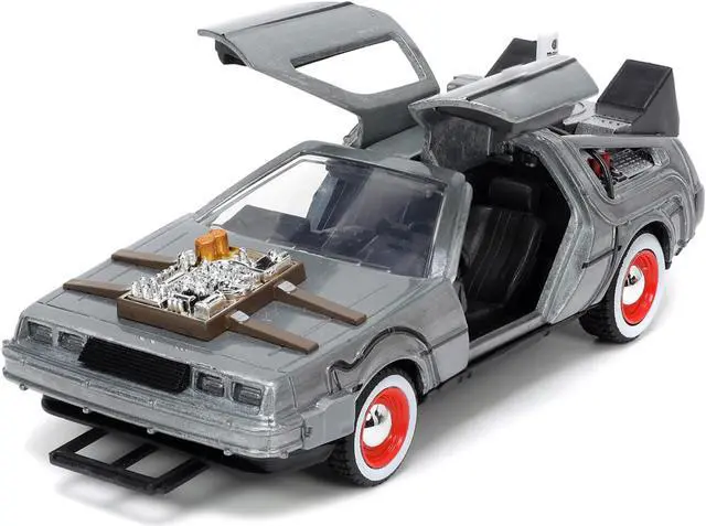 Alt view image 2 of 15 - DeLorean DMC (Time Machine) Brushed Metal "Back to the Future Part III" (1990) Movie "Hollywood Rides" Series 1/32 Diecast Model Car by Jada