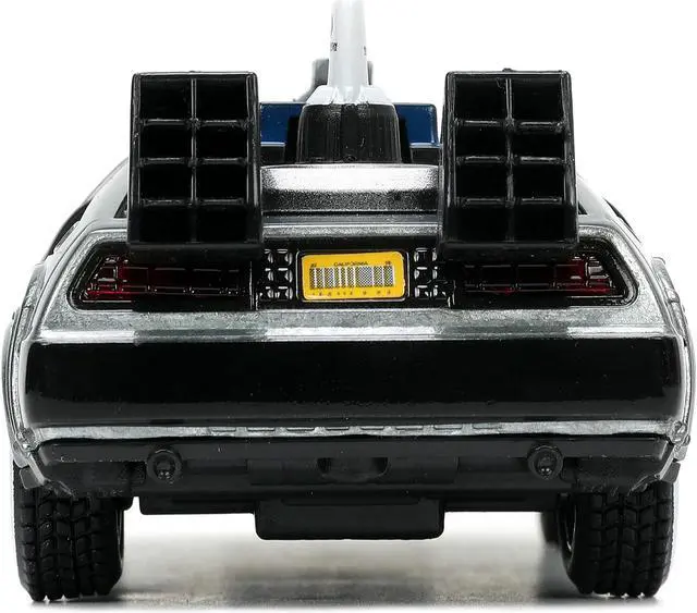 Alt view image 4 of 15 - DeLorean DMC (Time Machine) Brushed Metal "Back to the Future Part III" (1990) Movie "Hollywood Rides" Series 1/32 Diecast Model Car by Jada