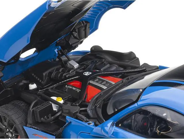 Alt view image 11 of 11 - 2017 Dodge Viper ACR Competition Blue with Black Stripes 1/18 Model Car by Autoart