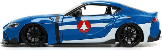 Alt view image 2 of 16 - 2020 Toyota Supra Blue with Graphics and Max Sterling Diecast Figurine "Robotech" "Hollywood Rides" Series 1/24 Diecast Model Car by Jada