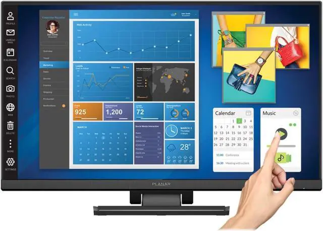 Alt view image 11 of 16 - Planar Helium PCT2435 24" Full HD 1920x1080 USB VGA HDMI Built-in Speakers Widescreen IPS Backlit LED LCD Touchscreen Monitor