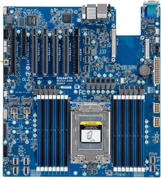 Alt view image 11 of 13 - Gigabyte MZ32-AR0 Server Motherboard AMD Chipset Socket SP3 MZ32AR0