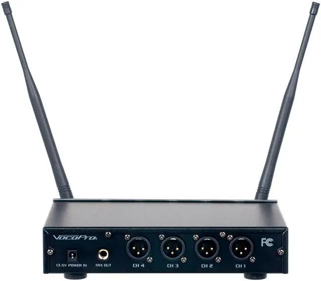 Alt view image 5 of 8 - VocoPro Digital-Quad-B 4-Channel UHF Wireless Headset & Lapel Microphone System with Receiver, 4x Bodypack Transmitters, 4x Headset and 4x Lavalier Mics, 915 to 927.2MHz