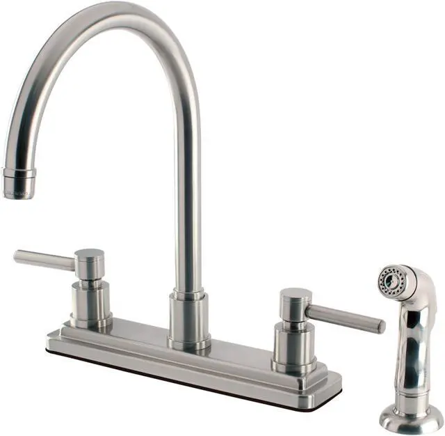 Alt view image 8 of 9 - Kingston Brass KS8798DL 8 Inch Center Kitchen Faucet With Side Sprayer - Satin Nickel