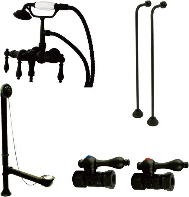 Alt view image 7 of 7 - Kingston Brass CCK19T5A Vintage Wall Mount Down Spout Clawfoot Tub Faucet Packag