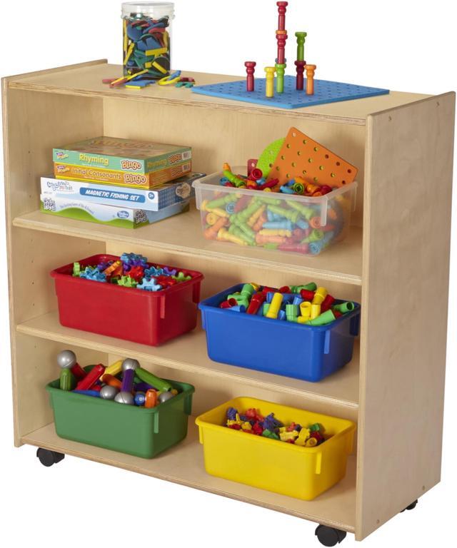 Alt view image 3 of 3 - Childcraft Mobile Open Adjustable Shelving Unit with Locking Casters, 3 Shelves