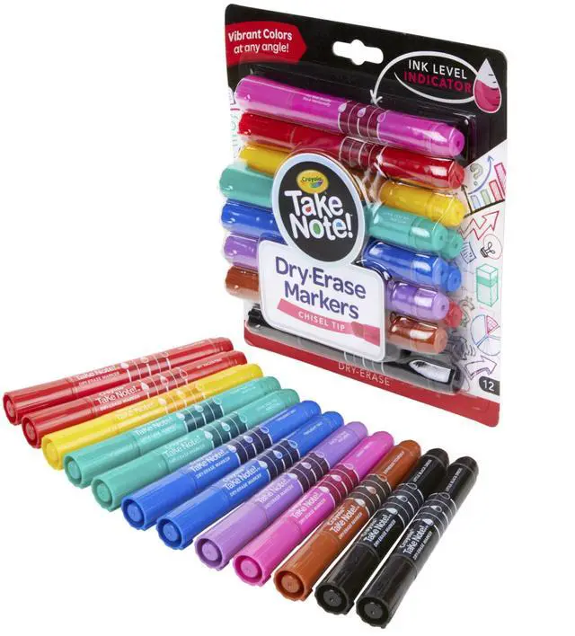 Alt view image 3 of 5 - Crayola Take Note Dry-Erase Markers Broad Chisel Tip Assorted 12/Pack 586545