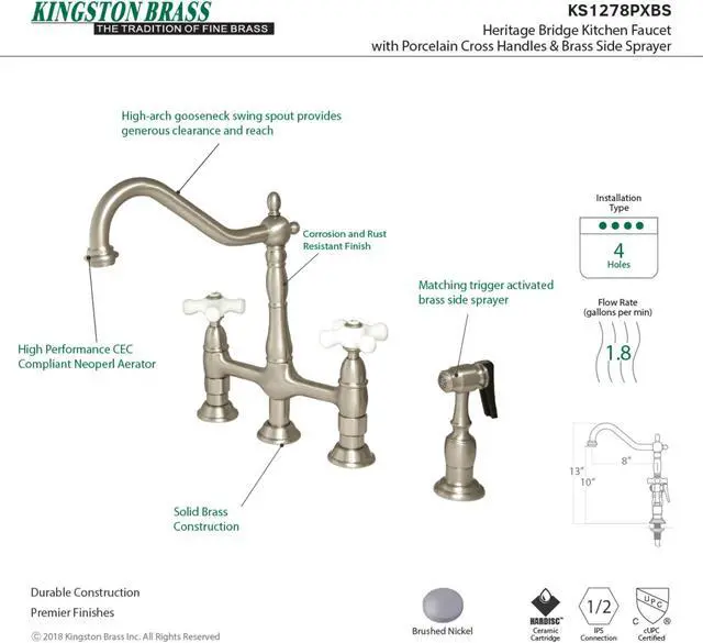 Alt view image 6 of 8 - 8 Center Kitchen Faucet With Side Sprayer