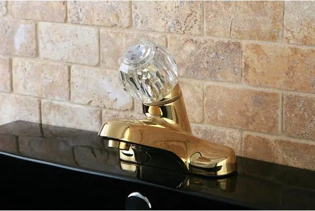 Alt view image 5 of 6 - SINGLE ACRYLIC HANDLE 4 CNTR SET PB, LESS-Polish Brass Finish