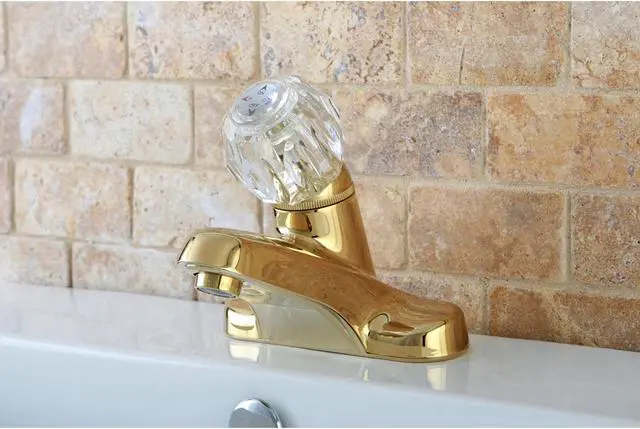 Alt view image 6 of 6 - SINGLE ACRYLIC HANDLE 4 CNTR SET PB, LESS-Polish Brass Finish