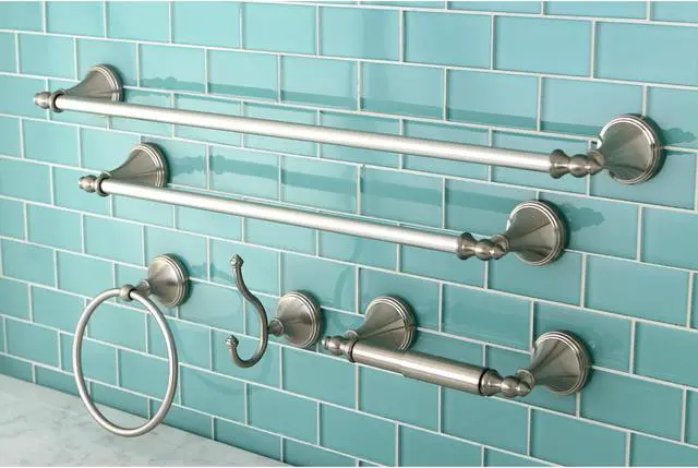 Alt view image 6 of 6 - Kingston Brass BAHK61212478SN Kingston Brass Monarch Collection 5-piece Towel Bar Bath Hardware Set, Satin Nickel