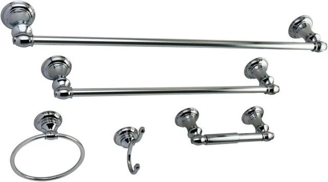 Alt view image 2 of 4 - Kingston Brass BAHK2612478C Provence 4-Piece Bathroom Accessories Set, 24 inch Length, Polished Chrome