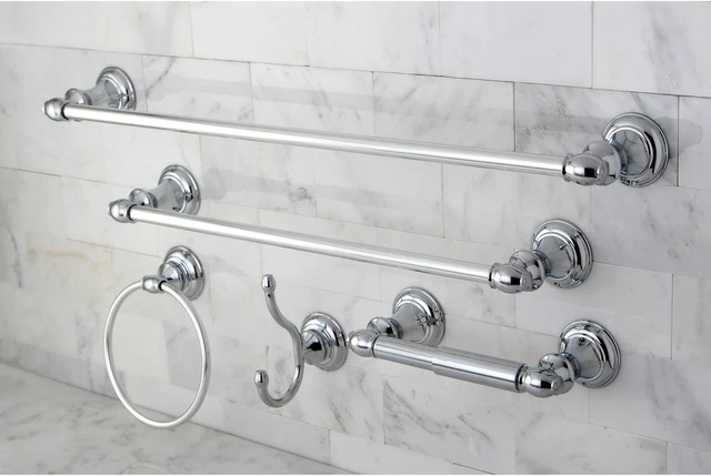 Alt view image 3 of 4 - Kingston Brass BAHK2612478C Provence 4-Piece Bathroom Accessories Set, 24 inch Length, Polished Chrome