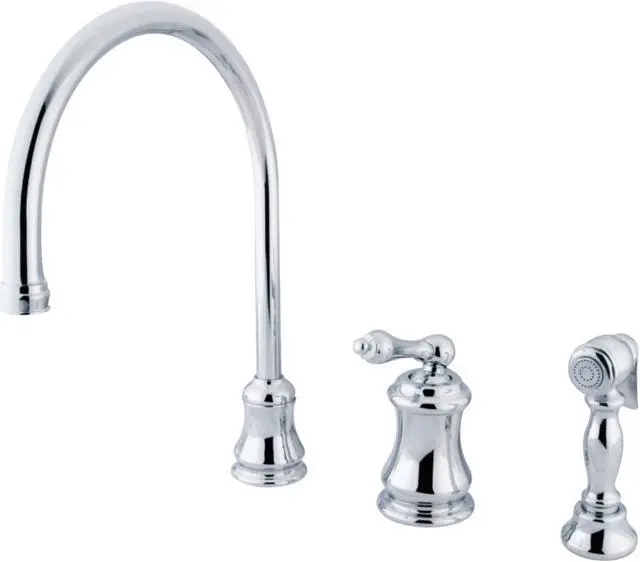 Alt view image 8 of 10 - Single Handle Widespread Kitchen Faucet with Brass Sprayer