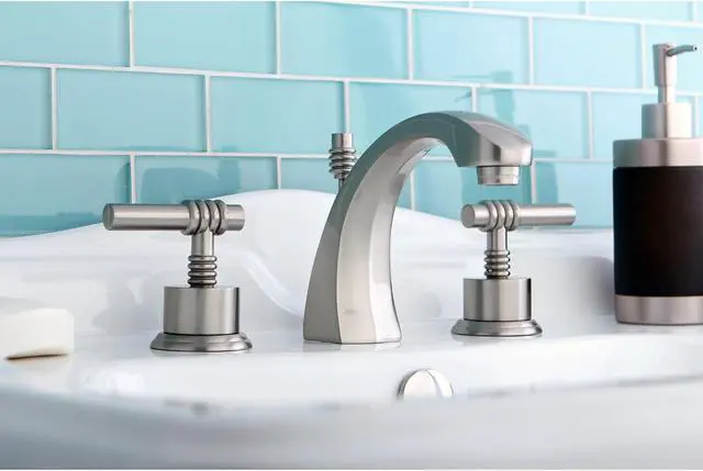 Alt view image 9 of 10 - Two Handle 8 to 16 Widespread Lavatory Faucet with Brass Pop-up