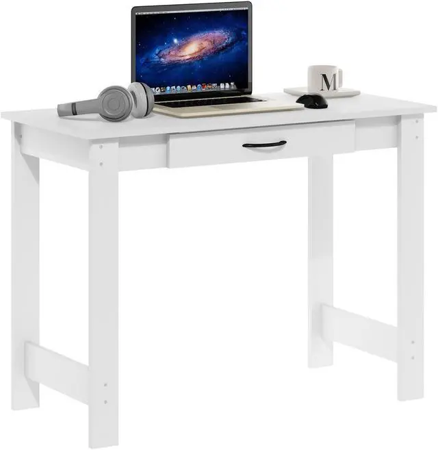 Alt view image 5 of 6 - Furinno JAYA Writing Desk with Drawer  White