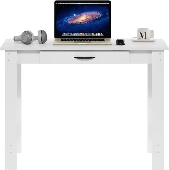 Alt view image 6 of 6 - Furinno JAYA Writing Desk with Drawer  White