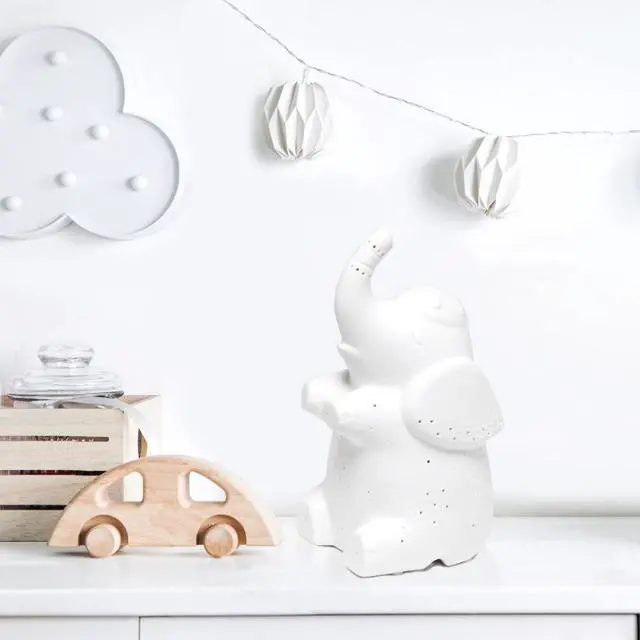 Alt view image 14 of 14 - Simple Designs Porcelain Elephant Shaped Table Lamp