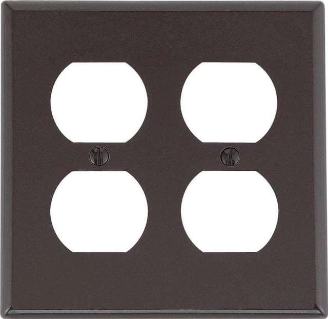 Alt view image 3 of 3 - Leviton 85016 Brown Two Gang Duplex Receptacle Wall Plate