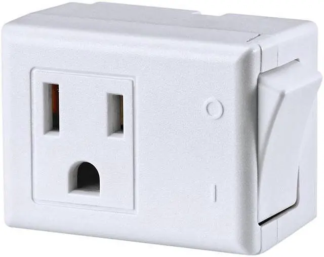 Alt view image 2 of 2 - Leviton, 1470-W, White, 15 Amp 125 Volt AC 3 Wire Grounded Switch Tap with On / Off Button