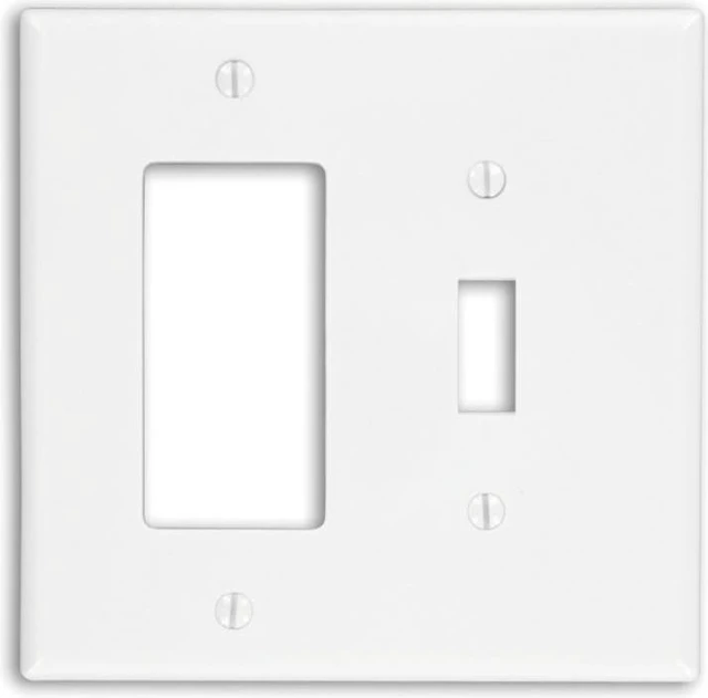 Main image of Leviton PJ126-W White Midway Nylon Two Gang Combination Toggle Switch Decora Wall Plate