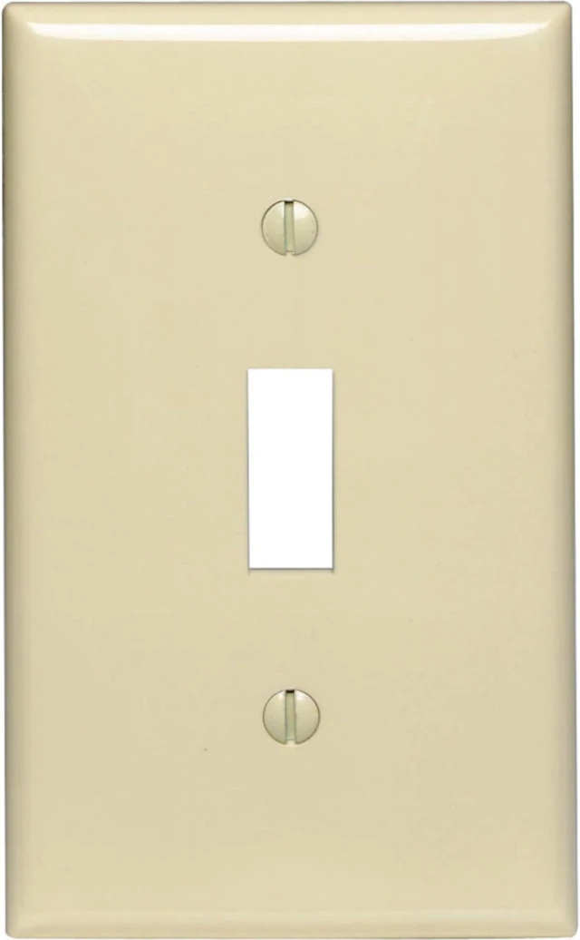Alt view image 3 of 3 - Leviton PJ1-I Ivory Midway Nylon Single Gang Toggle Light Switch Wall Plate