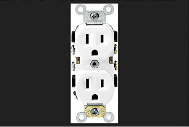 Main image of 3201548 RECEPTACLE SIDE/BCK15AWH Leviton 15 amps 125 V Duplex White Outlet 5-15R (Pack of 1)
