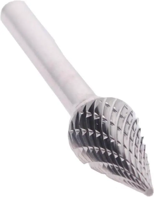 Alt view image 10 of 10 - Drill America DUL Series Solid Carbide Bur, Double Cut, SM5 Cone - Pointed End, 1/4" Shank, 1/2" Head Diameter, 7/8" Cutting Length (Pack of 1)