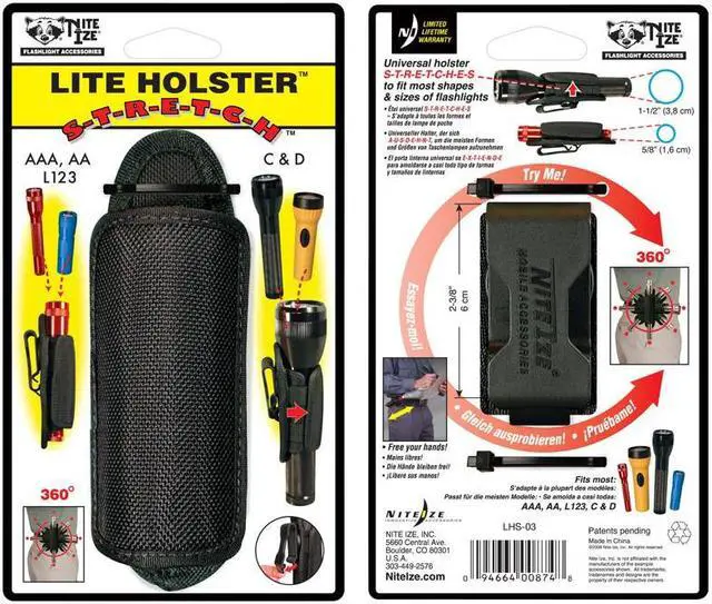 Alt view image 15 of 15 - NITE IZE LHS-03 Holster,Nylon,For AA,L123,C And D Cell