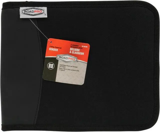 Alt view image 18 of 20 - RoadPro LB-001BK 3-Ring Binder for Loose-Leaf Log Sheets - Black Zippered 10.5 x 8.5