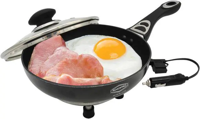 Alt view image 13 of 13 - RoadPro 12 Volt Portable Electric Cooking Frying Pan with Non-Stick Surfaces