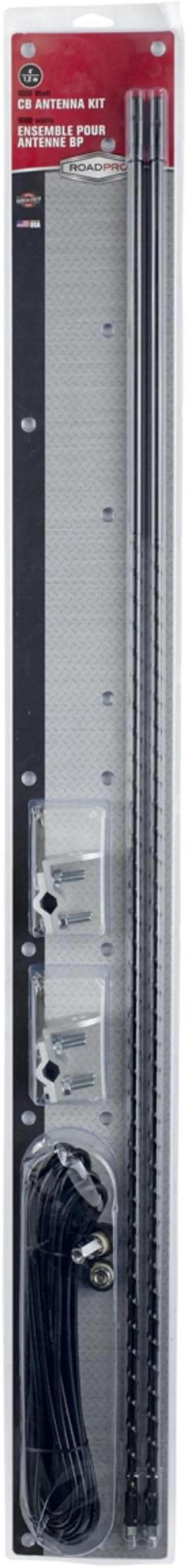 Alt view image 6 of 8 - RoadPro RPPS-24KB 4' Platinum Series Dual Mirror Mount CB Antenna Kit, 1000W Black