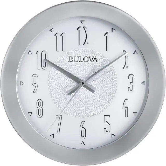 Alt view image 6 of 6 - Bulova C4878 Fantasmic Bluetooth Wireless Stereo Speaker Indoor/Outdoor Wall Clock, Silver
