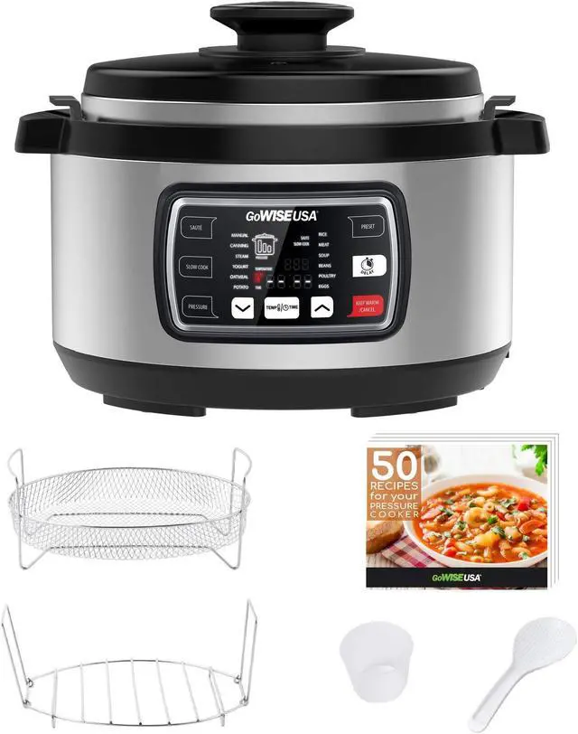 Alt view image 15 of 15 - GoWISE USA GW22708 Ovate 8.5-Qt 12-in-1 Electric Pressure Cooker Oval with Slow Cook, Rice, Yogurt, Egg, Saute, Steamer, Keep Warm Functions + Accessories & Recipes, Stainless Steel