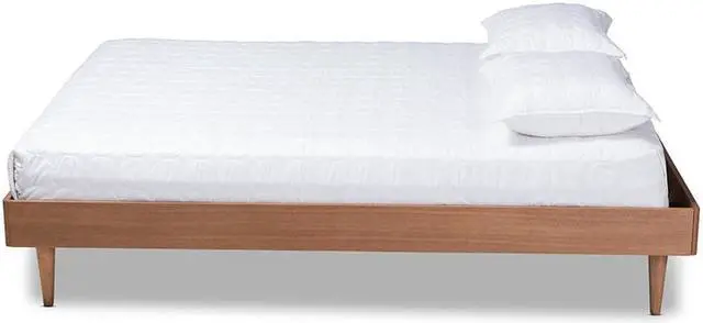 Alt view image 2 of 9 - Baxton Studio Rina Mid-Century Modern Ash Wanut Finished Queen Size Wood Bed Frame