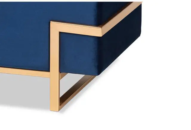 Alt view image 14 of 20 - Baxton Studio Parker Glam and Luxe Navy Blue Velvet Upholstered and Gold Metal Finished Storage Ottoman