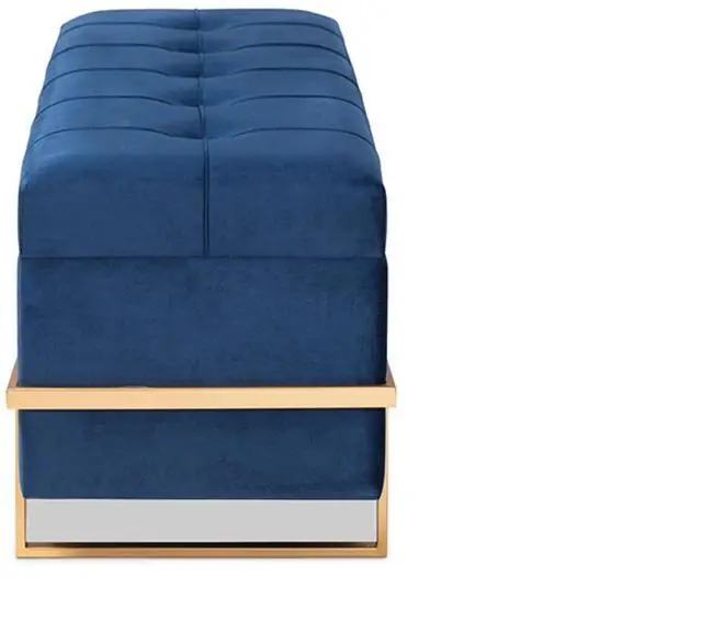 Alt view image 12 of 20 - Baxton Studio Parker Glam and Luxe Navy Blue Velvet Upholstered and Gold Metal Finished Storage Ottoman