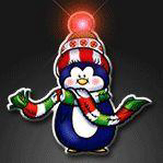 Alt view image 2 of 2 - blinkee Penguin with Scarf Flashing Body Light Lapel Pins