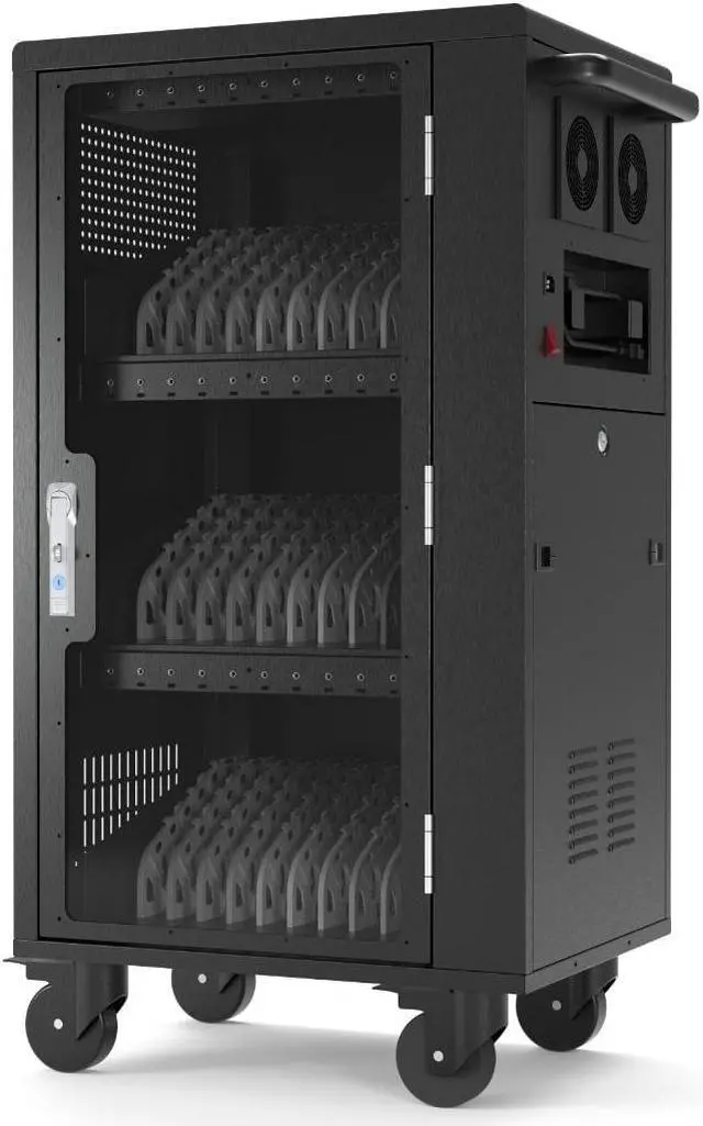 Alt view image 6 of 11 - Luxor Indoor Office Storage Rolling Casters 30- Laptop / Tablet / iPads  USB-C Charging Cart