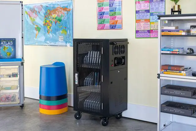Alt view image 10 of 11 - Luxor Indoor Office Storage Rolling Casters 30- Laptop / Tablet / iPads  USB-C Charging Cart