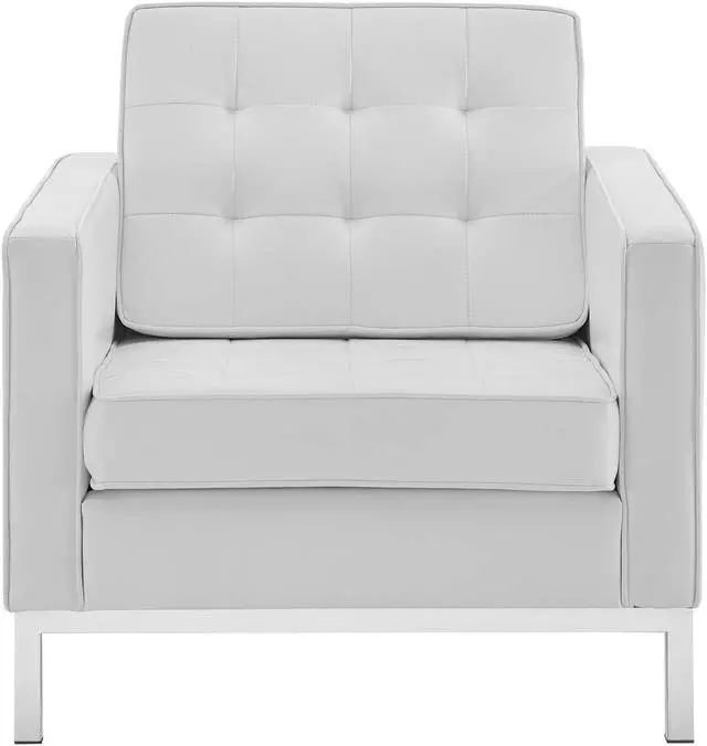 Alt view image 4 of 12 - Loft Tufted Upholstered Faux Leather Armchair