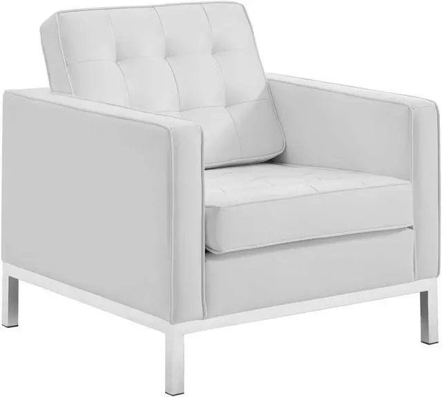 Main image of Loft Tufted Upholstered Faux Leather Armchair